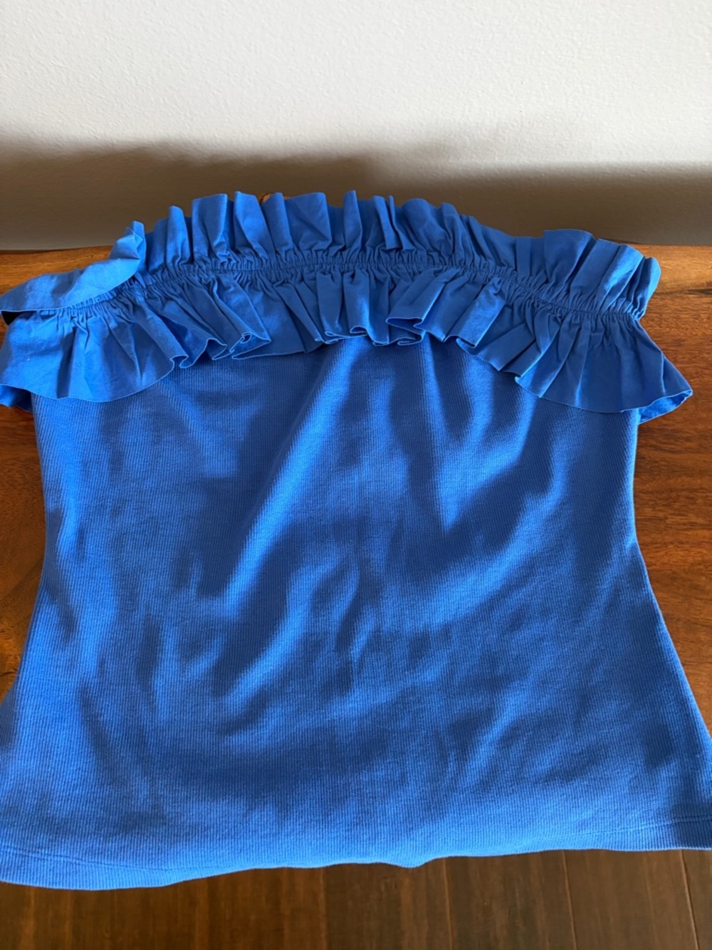 Anthropologie Maeve Cobalt Blue Ruffle Tube Top